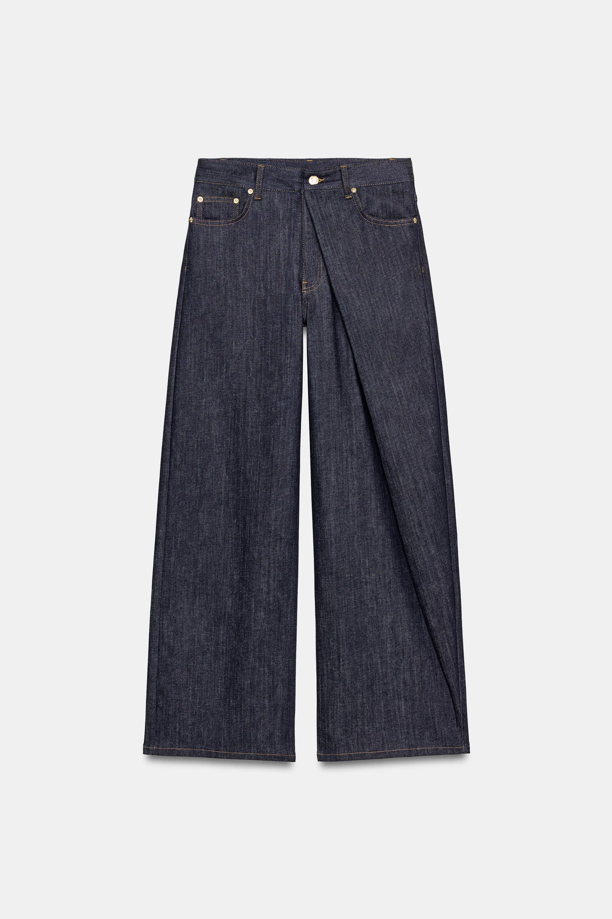 ZW COLLECTION RELAXED PLEATED MID-RISE JEANS